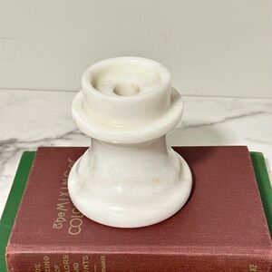 Vintage White Marble Pillar Candle & Candlestick Holder Taiwan